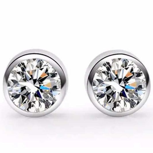 Round Cut Cubic Zirconia in 925 Sterling Silver Earrings 1