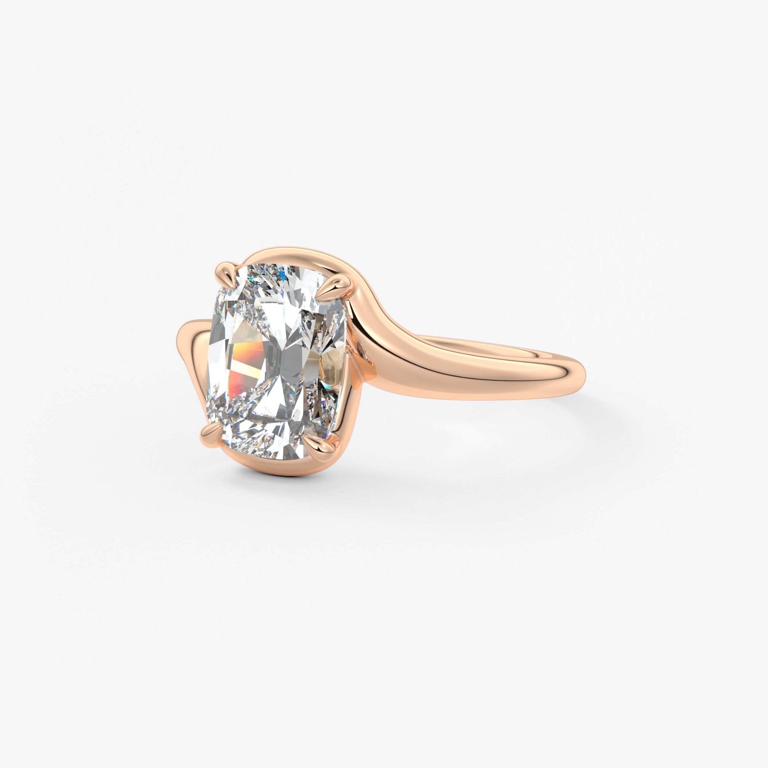 Cushion Swirl Lab Grown Diamond Engagement Ring