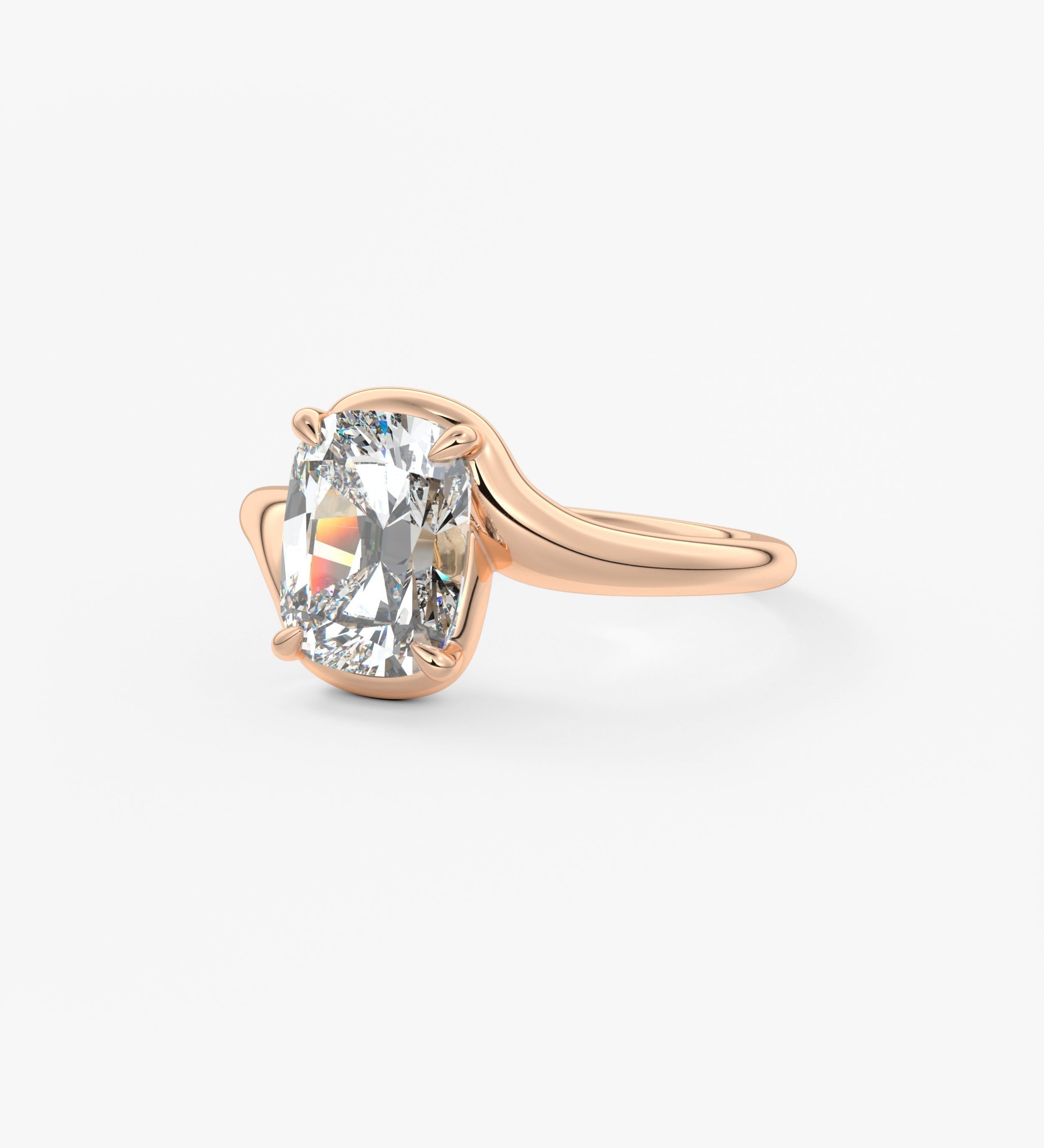Cushion Swirl Lab Grown Diamond Engagement Ring