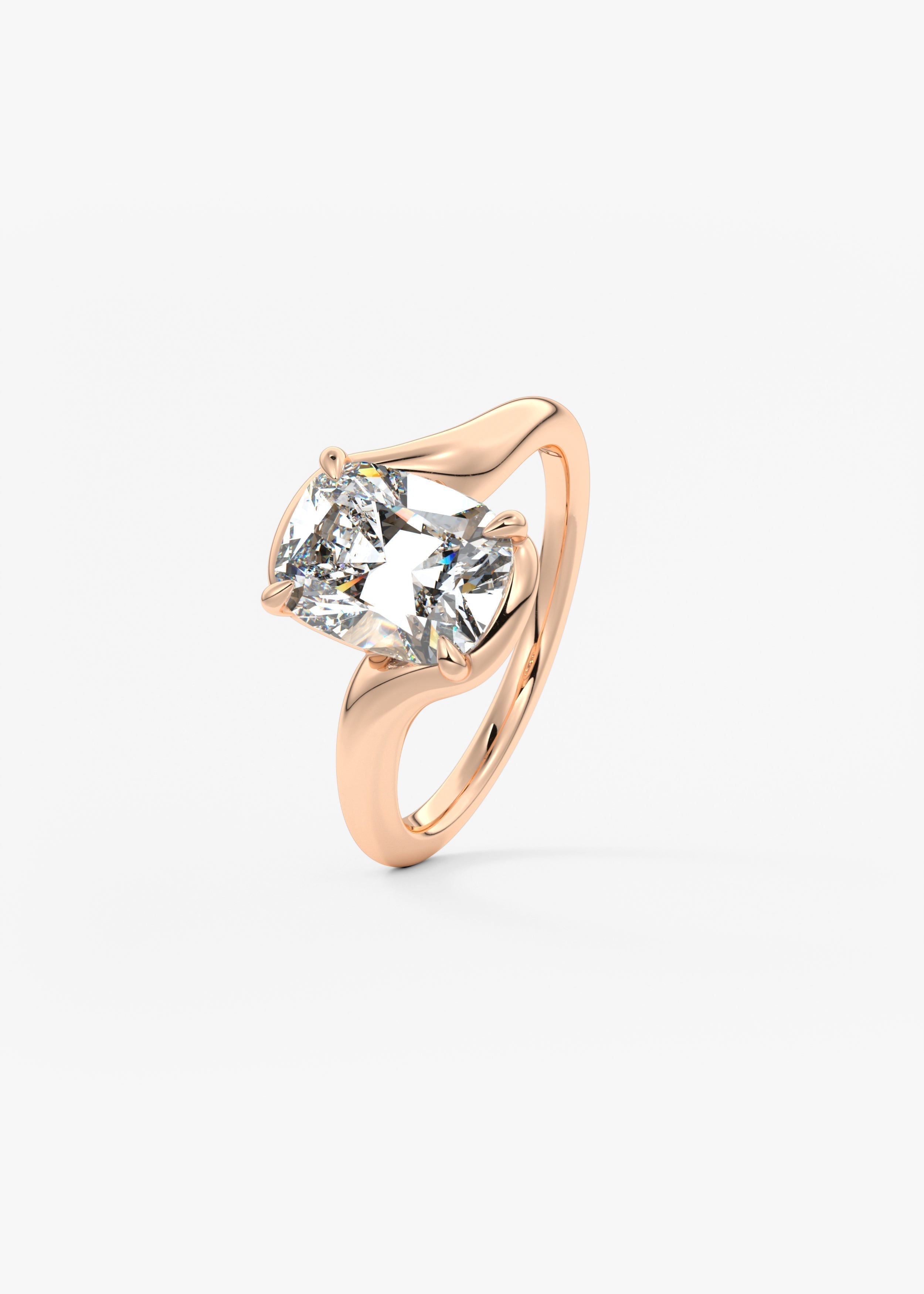 Cushion Swirl Lab Grown Diamond Engagement Ring