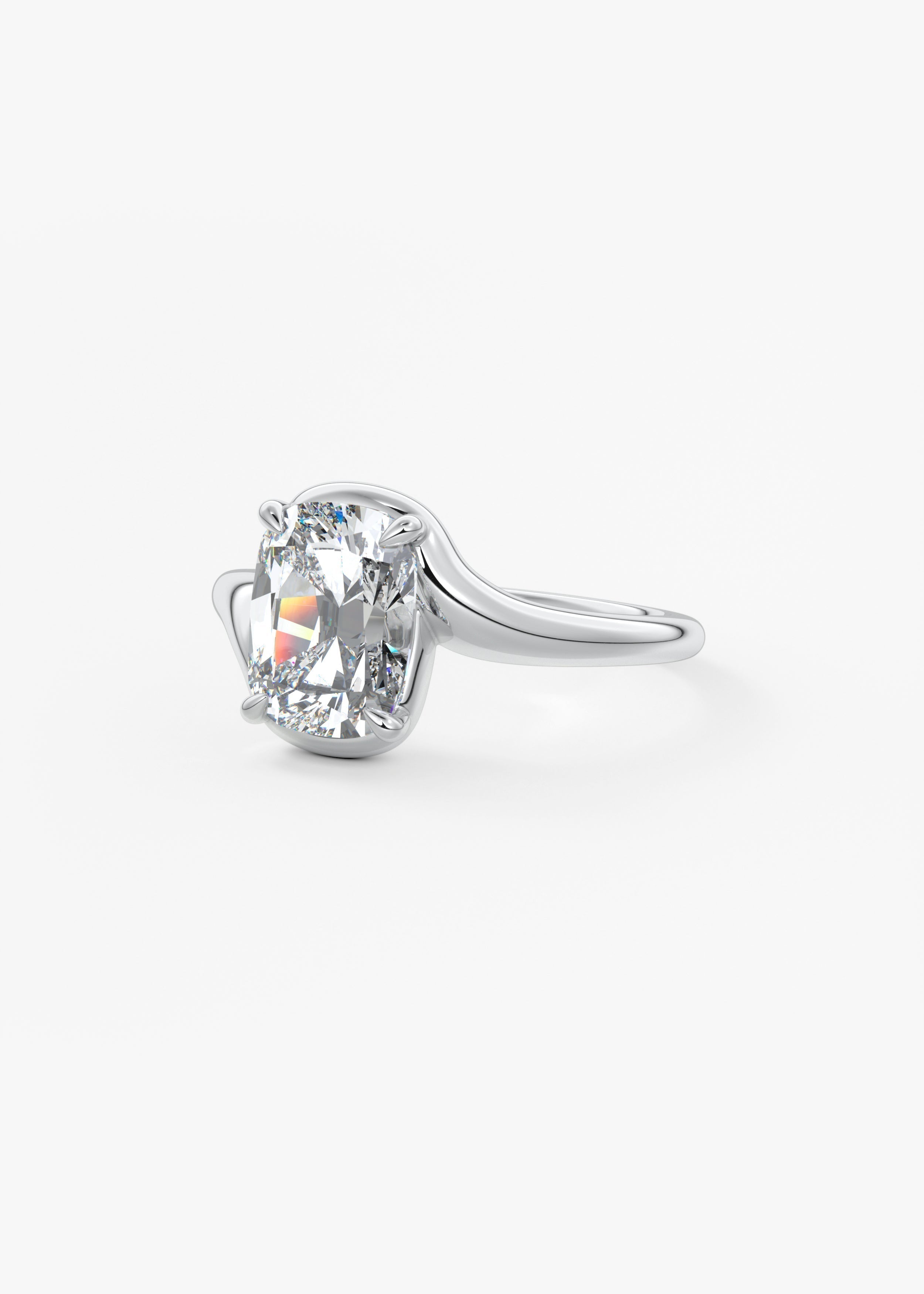 Cushion Swirl Lab Grown Diamond Engagement Ring