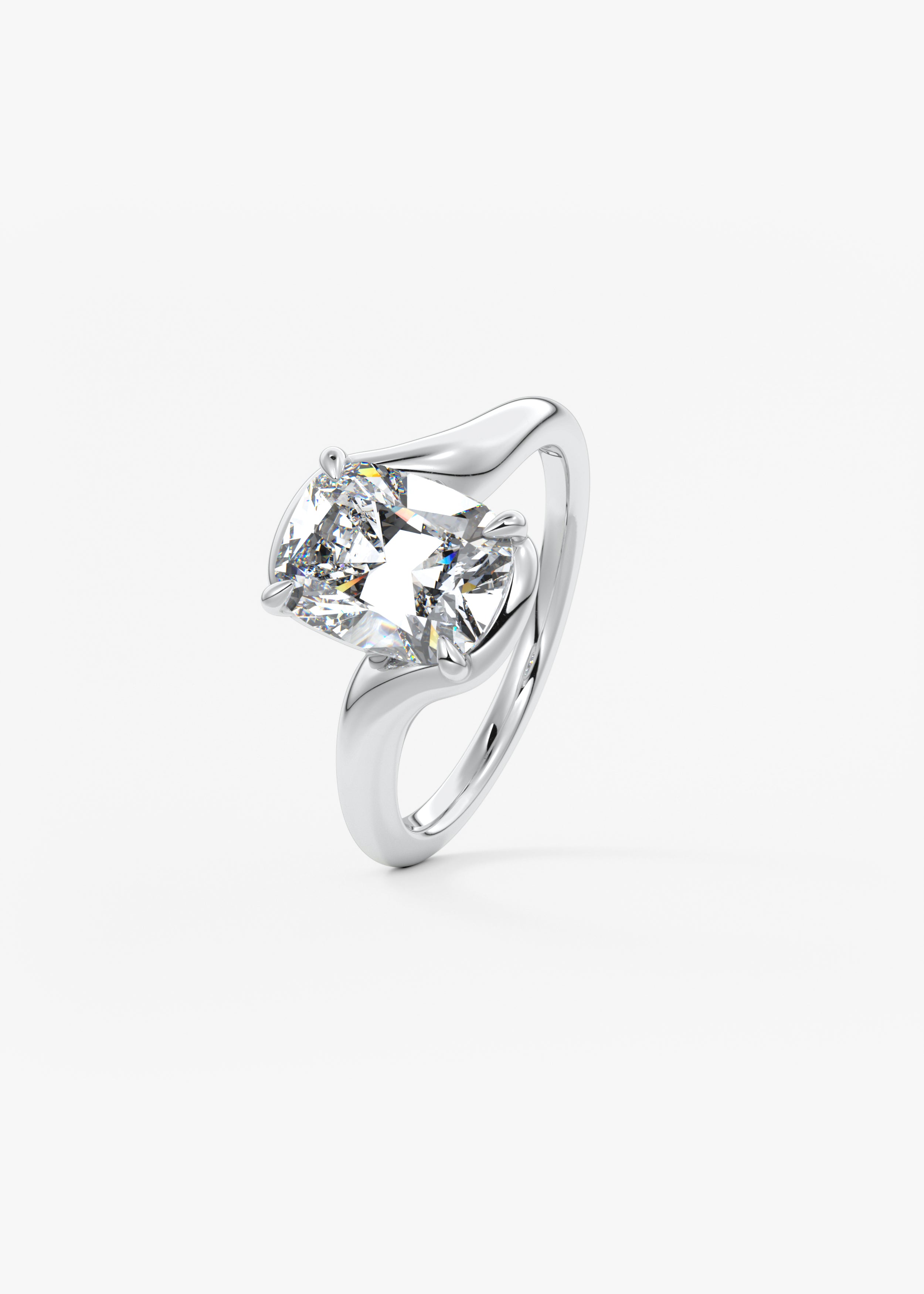Cushion Swirl Lab Grown Diamond Engagement Ring