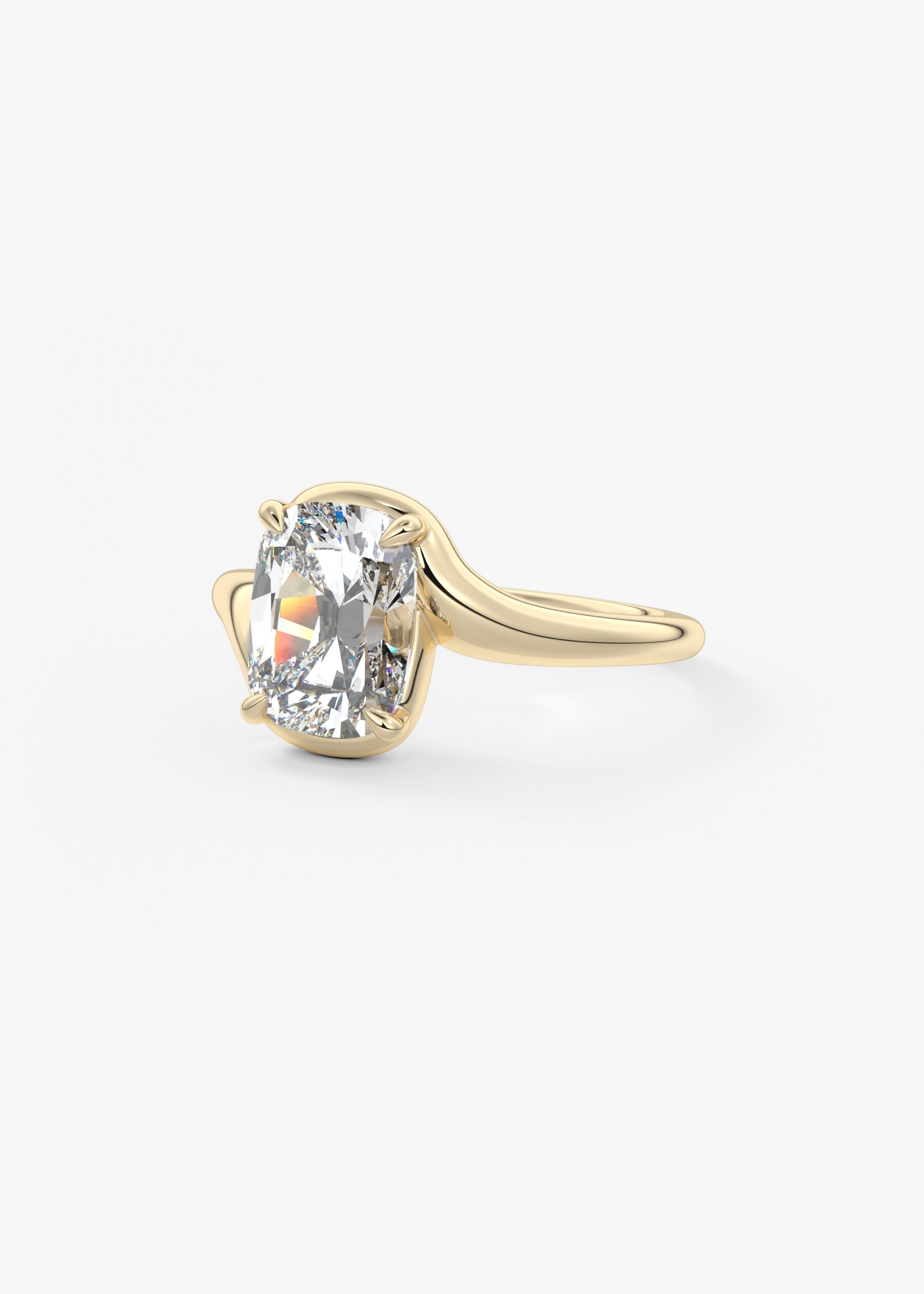 Cushion Swirl Lab Grown Diamond Engagement Ring