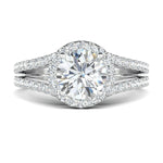 Stunning 0.7 CT Round Moissanite Stones Pave and Halo Wedding Bands 1