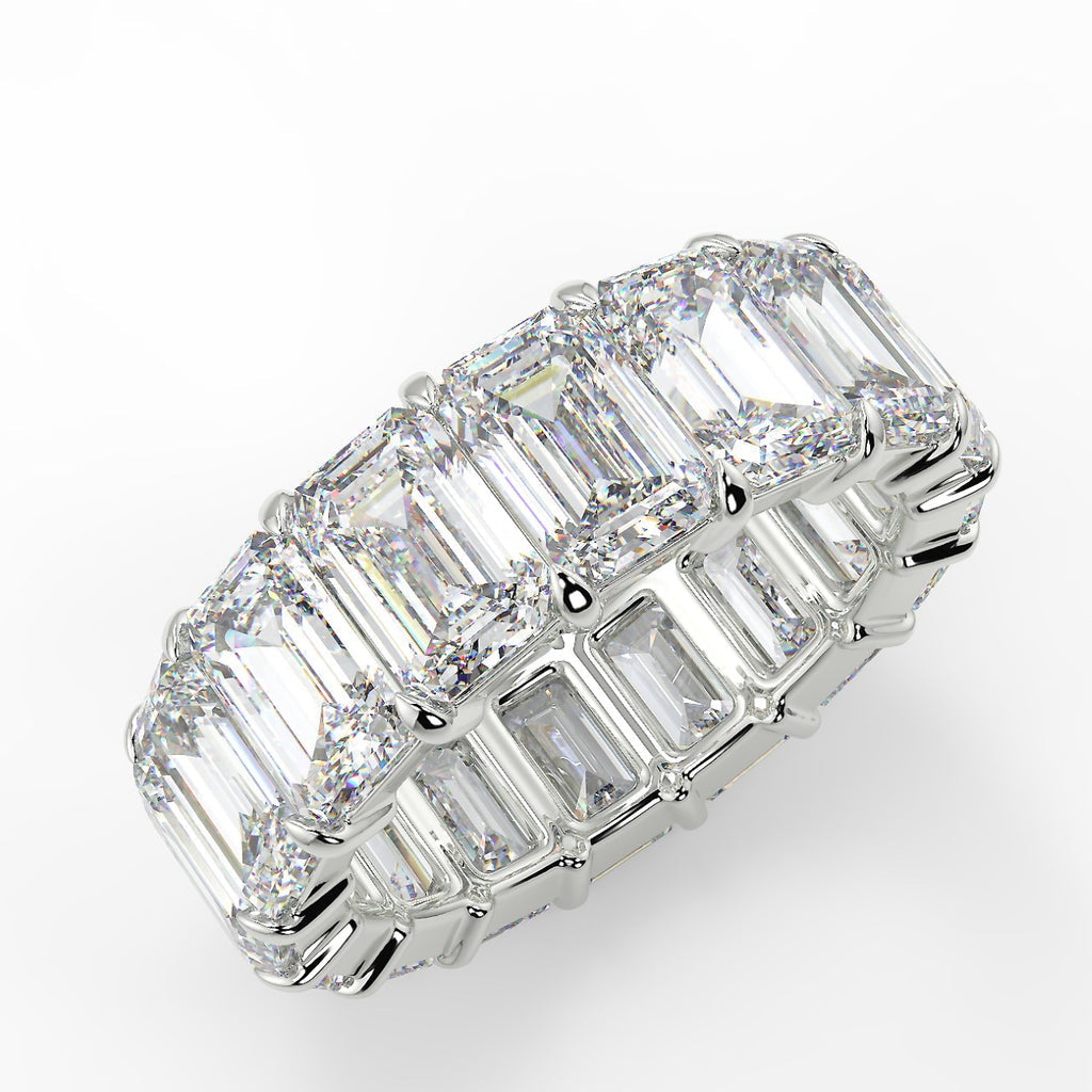 Stunning 2.50 TCW Emerald Moissanite Stones Full Eternity Wedding Bands 6