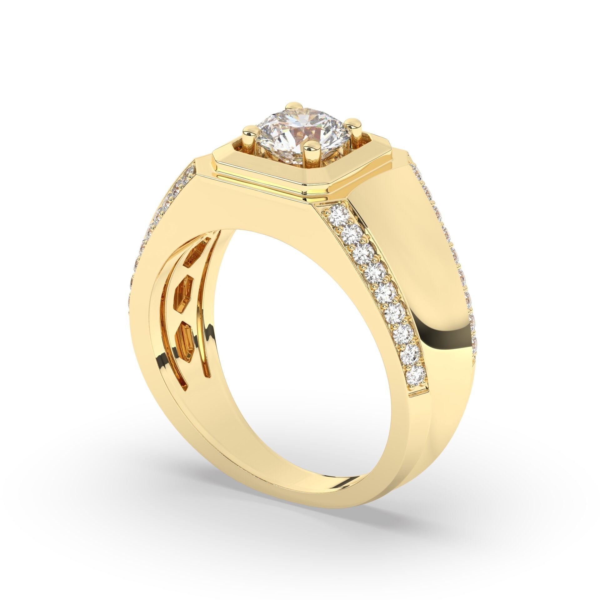 Delicate 0.50 CT Moissanite Men's Wedding Band with Round Cut Stones in Solid Gold 6