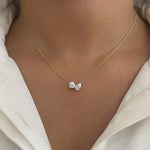 2.0 CT Pear & Round Moissanite Diamond Two Stone Pendant Necklace in Solid Gold 4