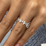 Stunning 1.23 CT Round & Marquise Moissanite Stones Half Eternity Wedding Bands 6