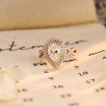Stunning 2.0 CT Pear Moissanite Engagement Ring with Double Halo & Pave Design 1