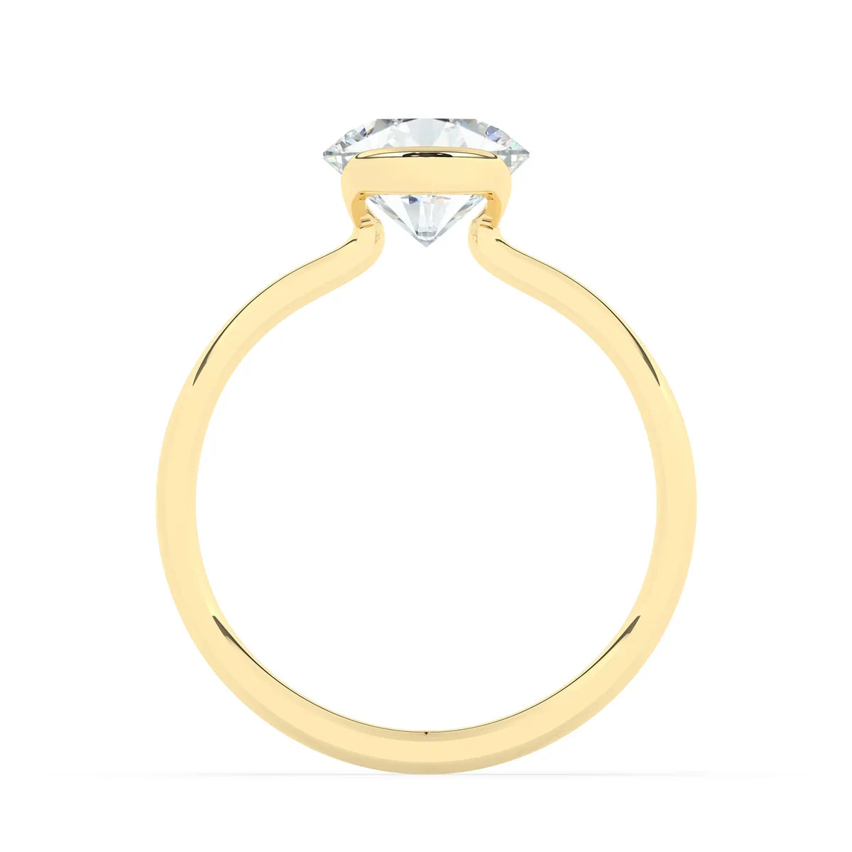 Stunning 2.0 CT Round Moissanite Engagement Ring with Half Bezel Design 3