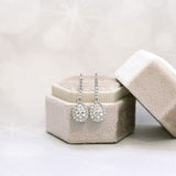 1.0 TCW Pear Cut Moissanite Halo Drop Earrings in Gold 1