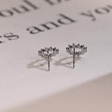 0.50 TCW Round Cut Moissanite Flower Shape Earrings in Gold 9