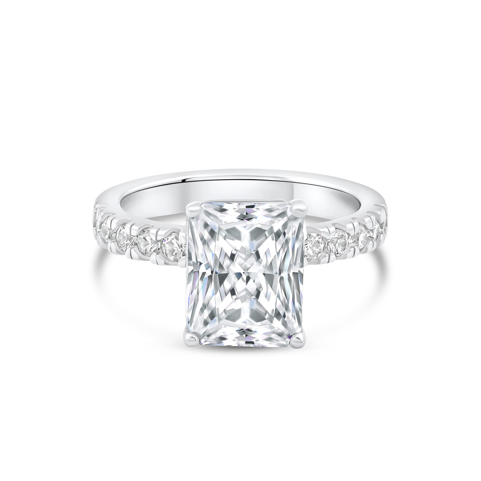 Stunning 3.0 CT Radiant Moissanite Engagement Ring in  Pave Design 1