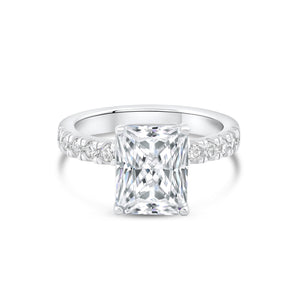 Stunning 3.0 CT Radiant Moissanite Engagement Ring in  Pave Design