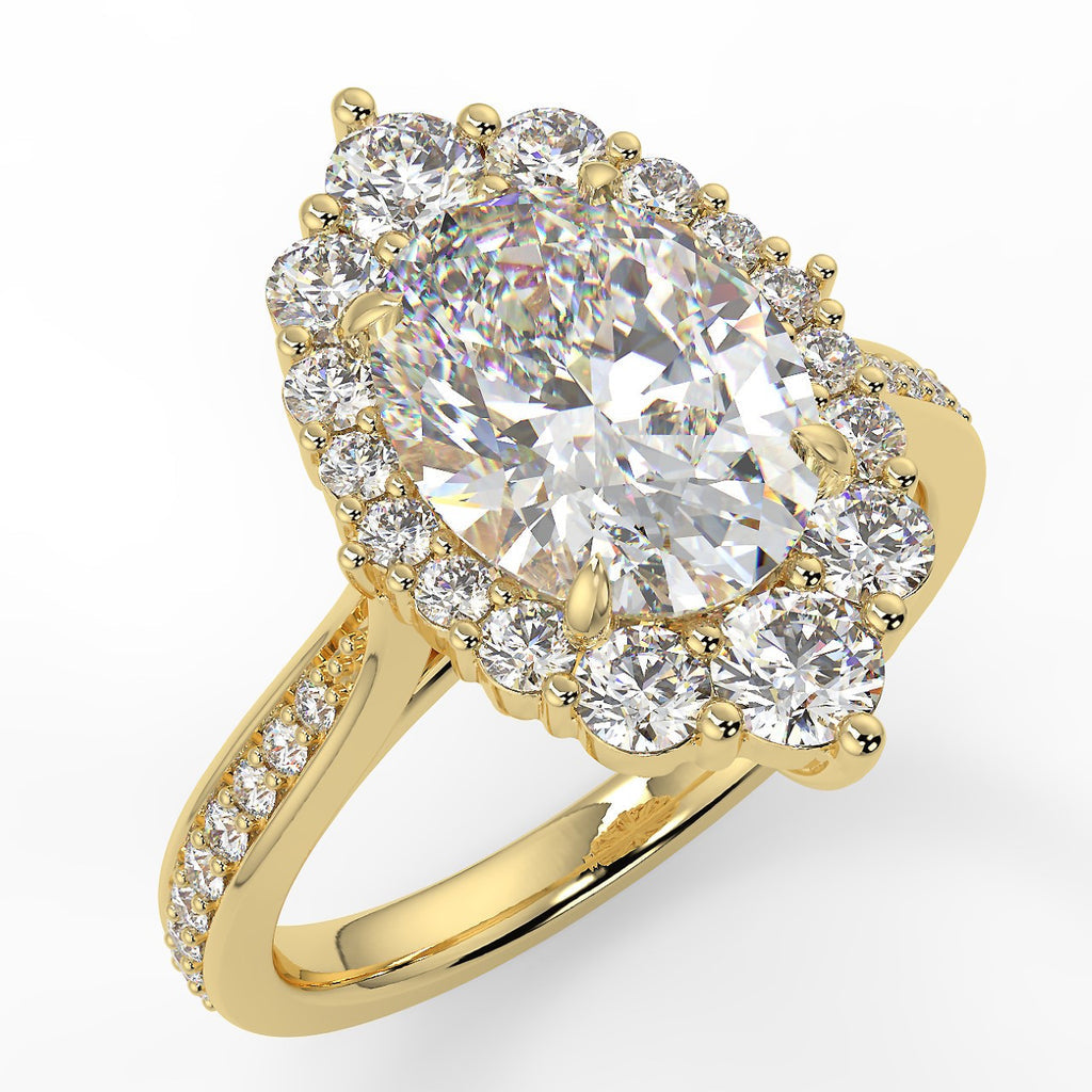 Stunning 2.11 CT Oval Moissanite Engagement Ring with Cluster Halo & Pave Design 1