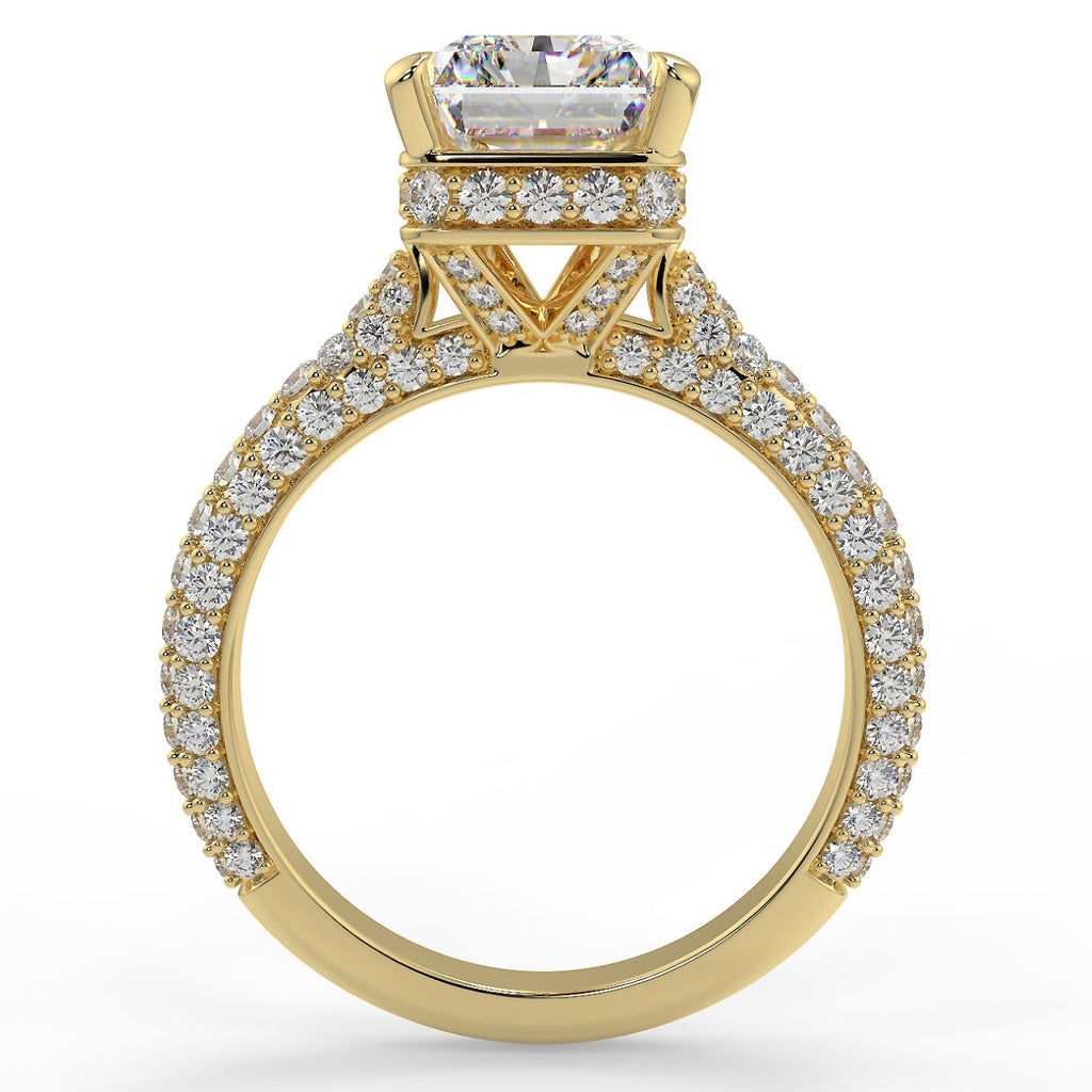 Stunning 2.45 CT Radiant Moissanite Engagement Ring with Hidden Halo & Three Side Pave Design 3