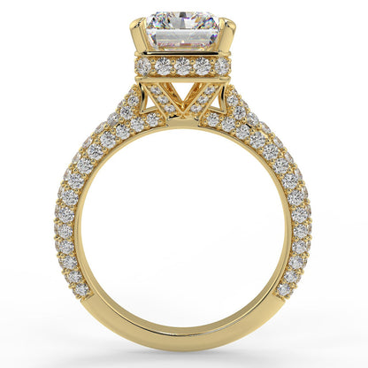 Stunning 2.45 CT Radiant Moissanite Engagement Ring with Hidden Halo & Three Side Pave Design 3