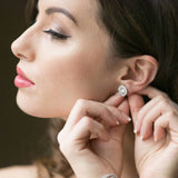 1.30 TCW Round Cut Moissanite Double Halo Stud Earrings in Gold 6