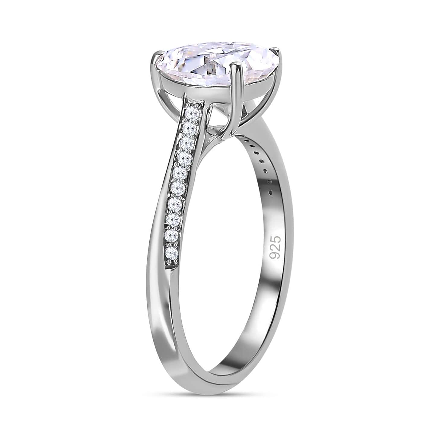 Pear Cut Pave Style Cubic Zirconia in 925 Sterling Silver Ring 4