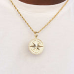 0.5 CT Round Moissanite Compass Style Silver Pendant for Him 1