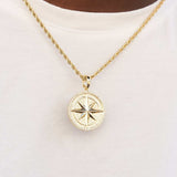 0.5 CT Round Moissanite Compass Style Silver Pendant for Him 1