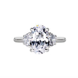 Oval Cut Three Stone Style Cubic Zirconia in 925 Sterling Silver Ring 2