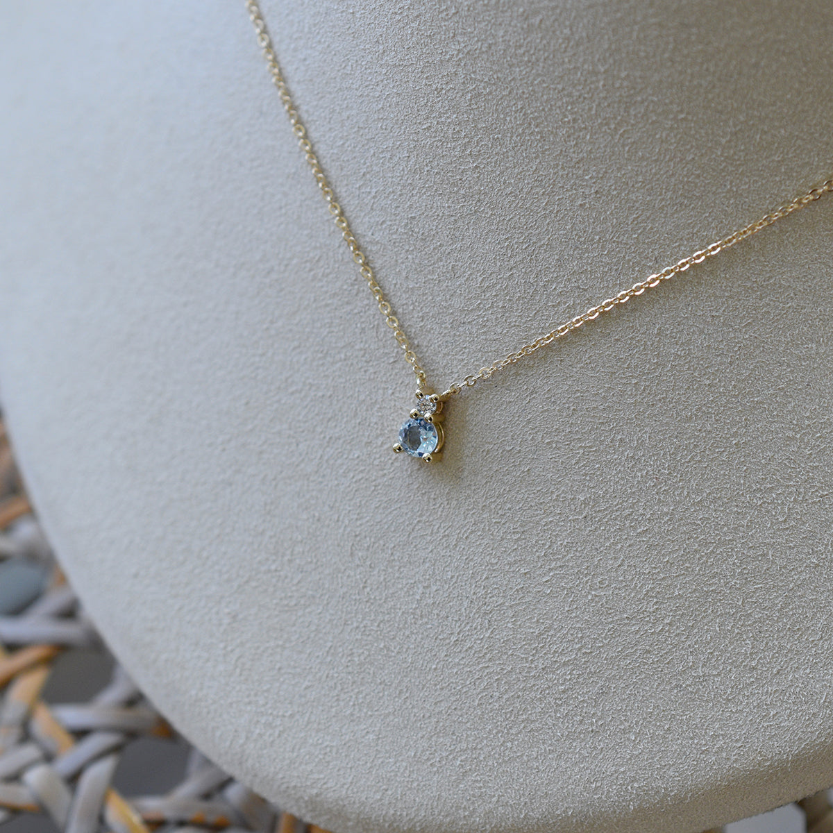 0.15 CT Round Aquamarine Lab Made Diamond- March Birthstone Necklace 6