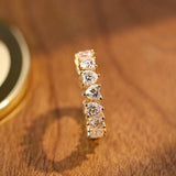 Stunning 0.7 CT Heart Moissanite Stones Full Eternity Wedding Band 3