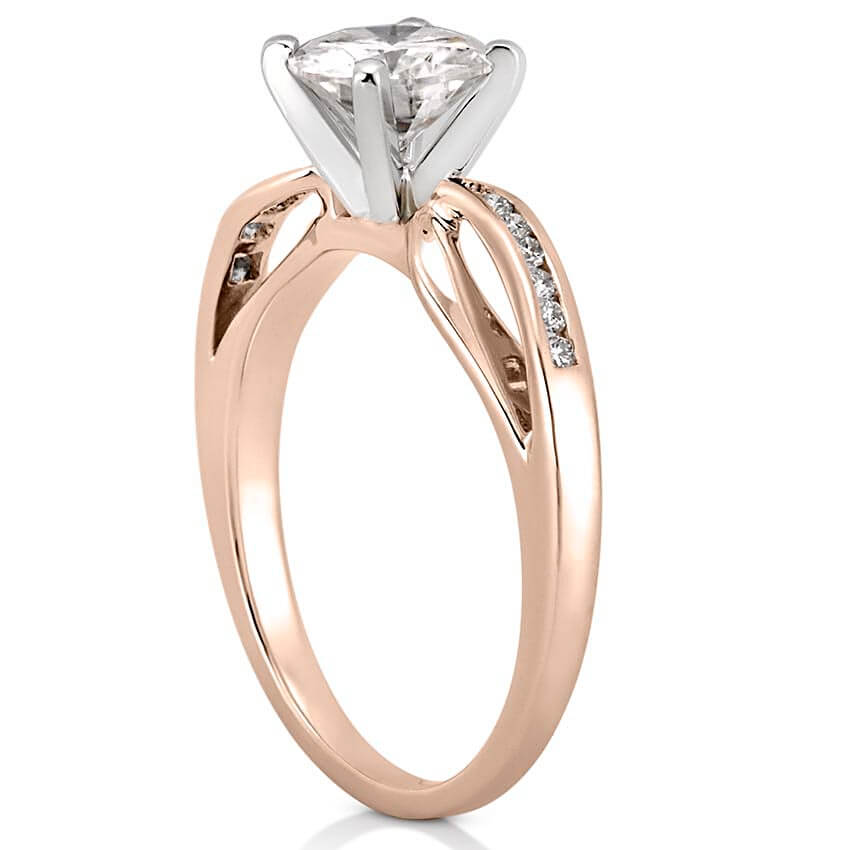 Stunning 0.50-1.50 CT Round Moissanite Engagement Ring With Two Tone & Twisted Pave Design 6