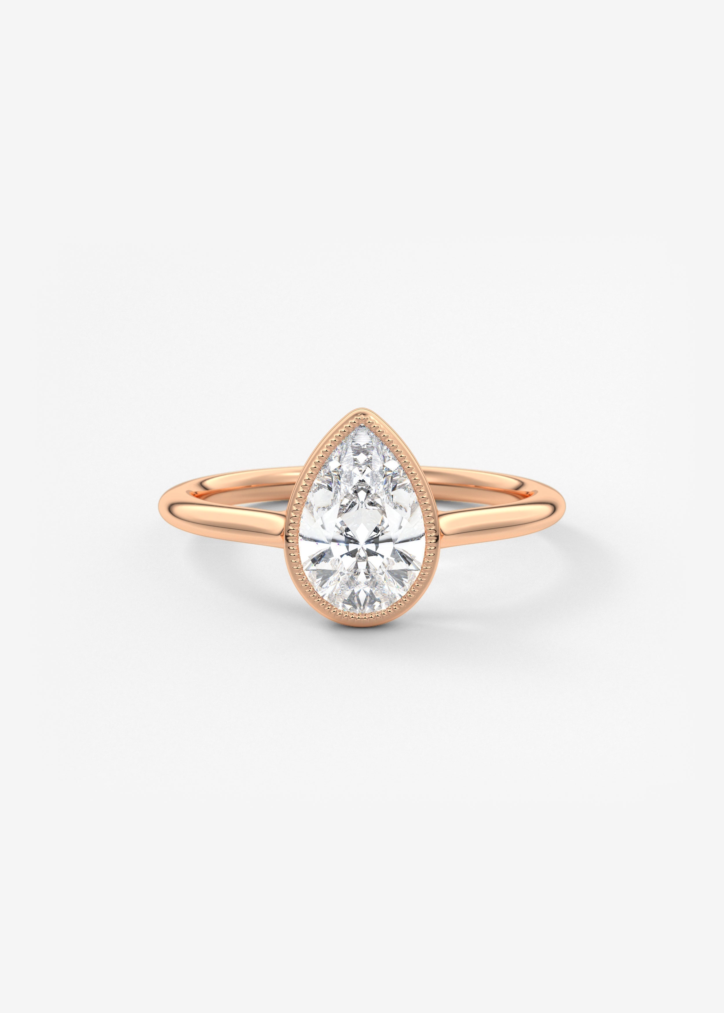 Pear Milgrain Bezel Lab Grown Diamond Engagement Ring