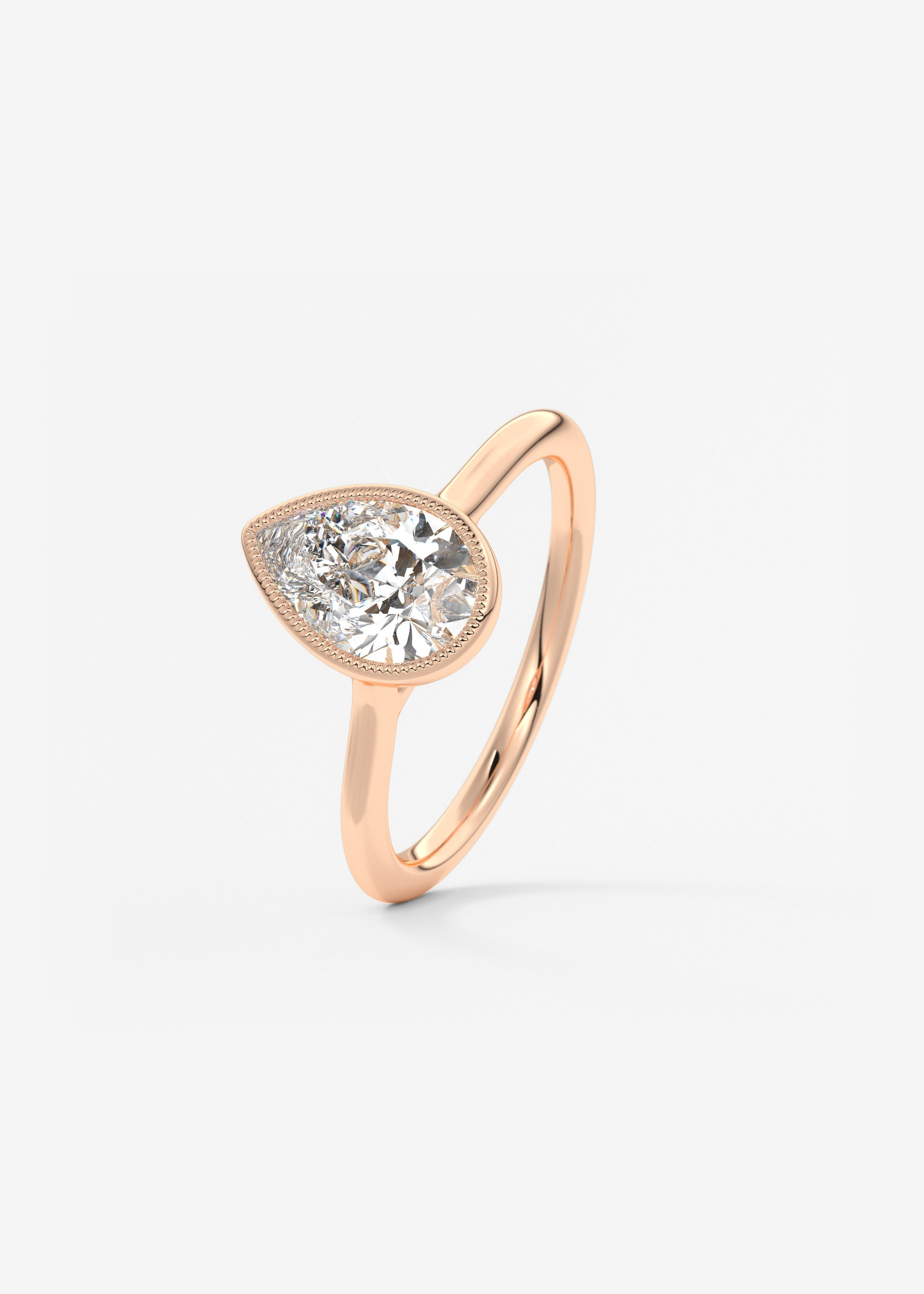 Pear Milgrain Bezel Lab Grown Diamond Engagement Ring
