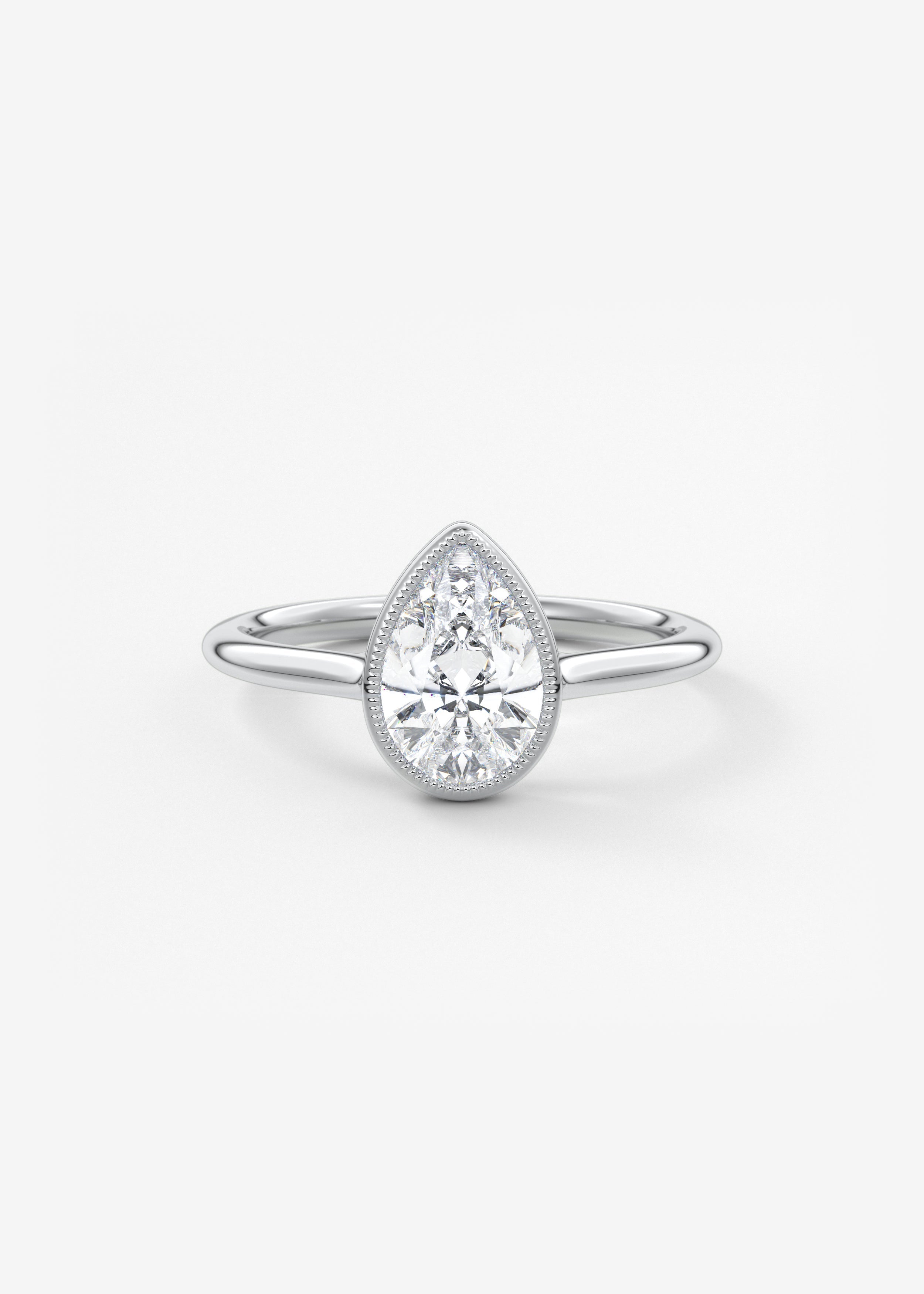 Pear Milgrain Bezel Lab Grown Diamond Engagement Ring