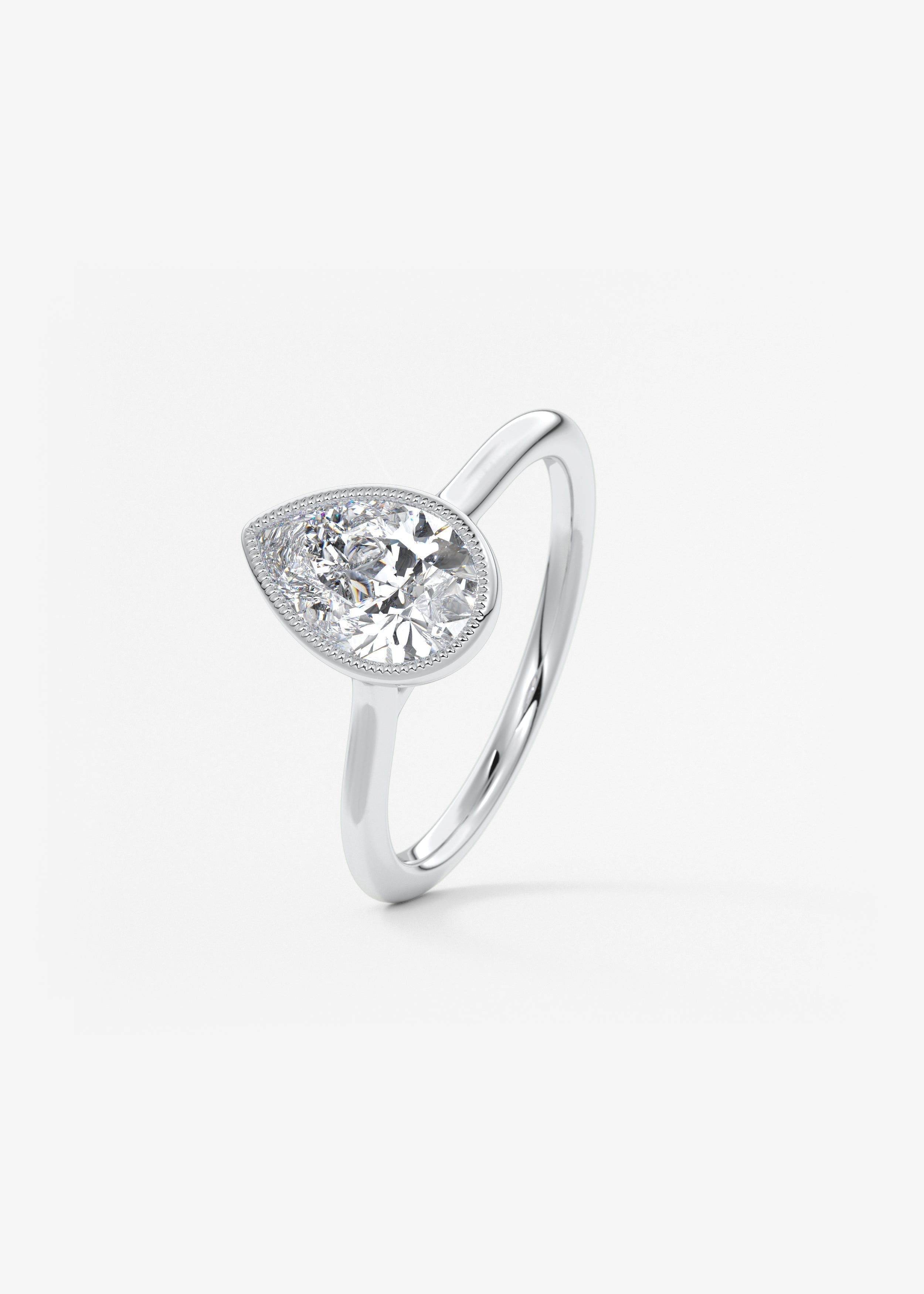 Pear Milgrain Bezel Lab Grown Diamond Engagement Ring