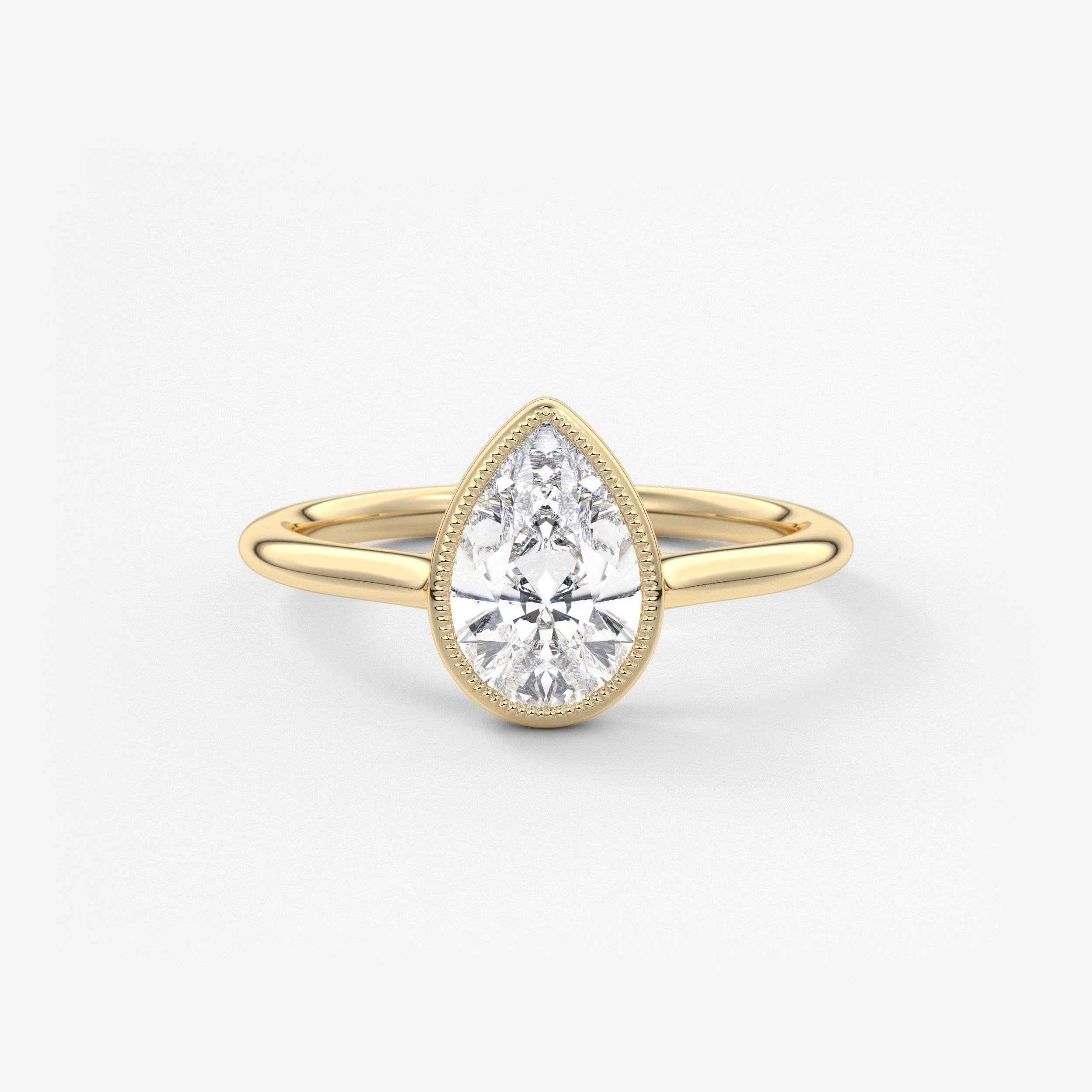 Pear Milgrain Bezel Lab Grown Diamond Engagement Ring