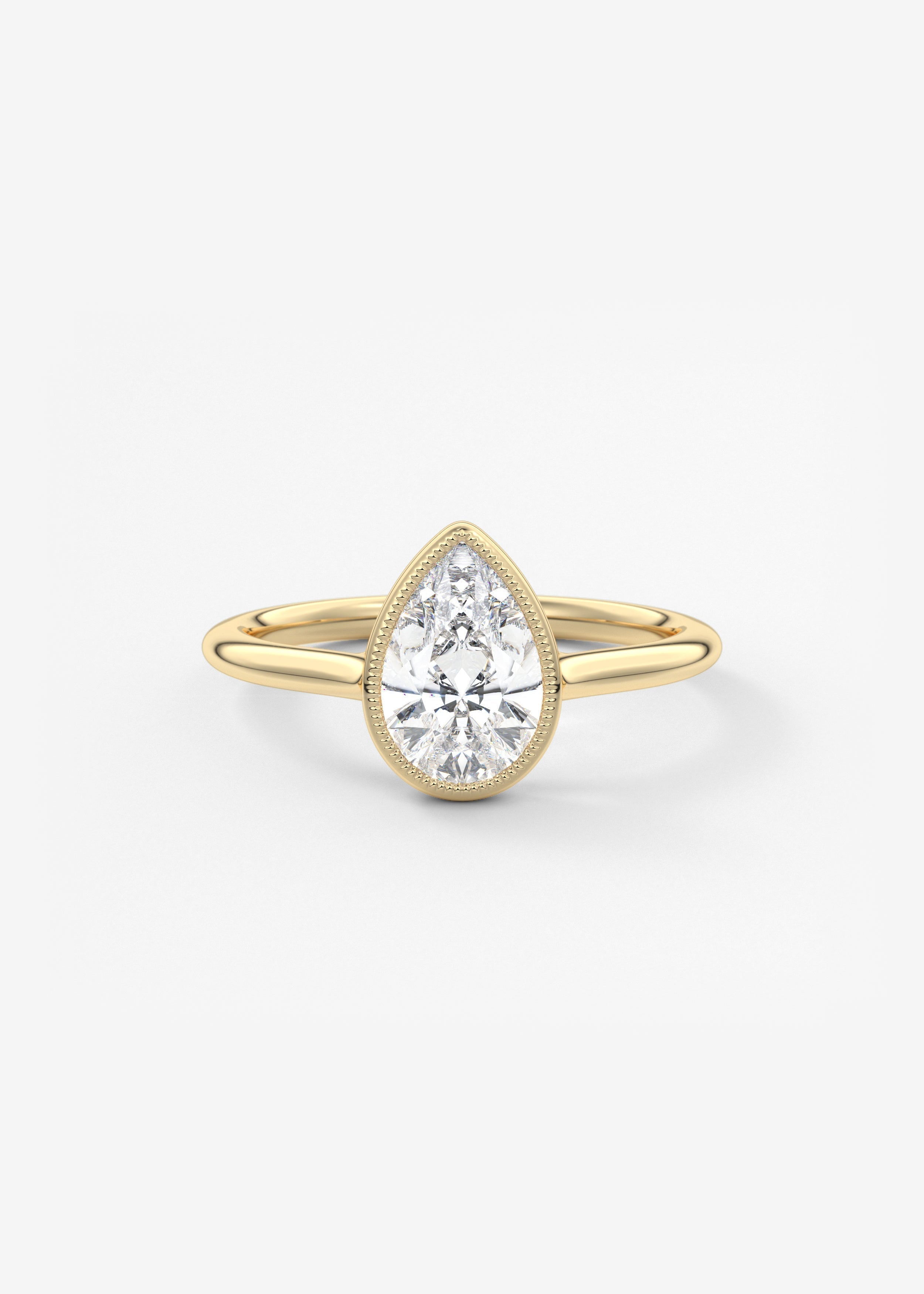 Pear Milgrain Bezel Lab Grown Diamond Engagement Ring