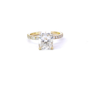 Stunning 3.0 CT Cushion Moissanite Engagement Ring with Hidden Halo & Pave Design