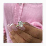 Stunning 3.10 CT Emerald Moissanite Engagement Ring with Hidden Halo & Pave Design 6