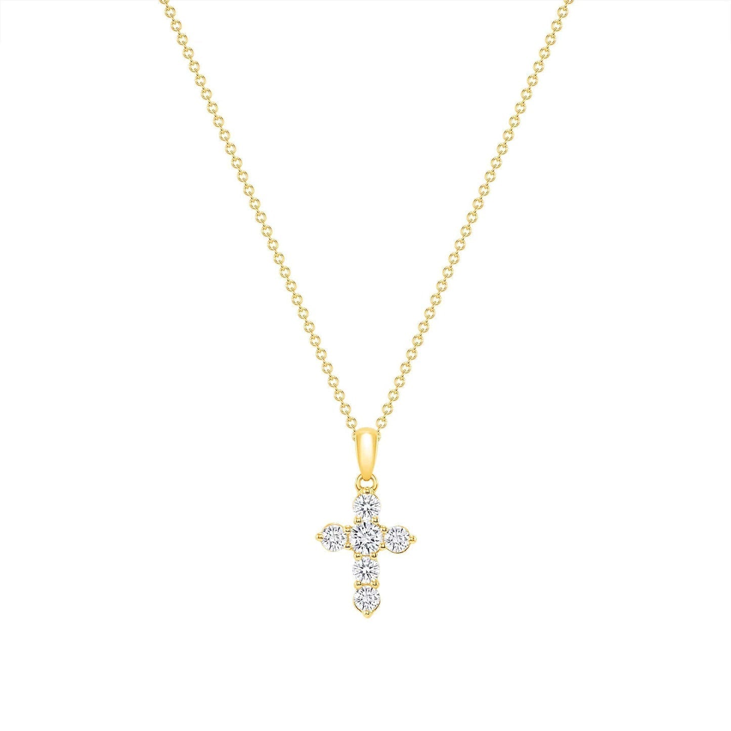 0.50 TCW Round Cut Moissanite Diamond Cross Pendant Necklace in Solid Gold 5