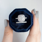 Stunning 1.0 CT Cushion Moissanite Engagement Ring with Double Halo and Pave Design 7