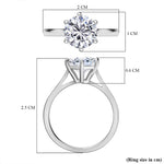 Round Cut Solitaire Style Cubic Zirconia in 925 Sterling Silver Ring 6