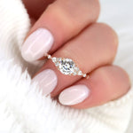Stunning 1.0 CT Round Moissanite Engagement Ring with Cluster Design 6