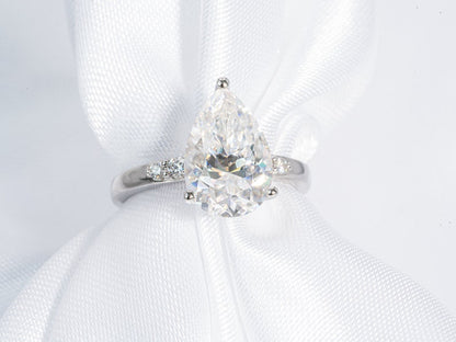 Stunning 3.0 CT Pear Cut Moissanite Engagement Ring with Pave Design 8