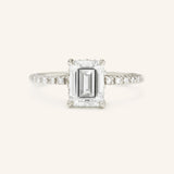 Stunning 2 CT Emerald Moissanite Engagement Ring with Hidden Halo Design 2
