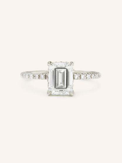 Stunning 2 CT Emerald Moissanite Engagement Ring with Hidden Halo Design 2