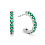 0.54 TCW Round Emerald Lab Made Diamond-May Birthstone Hoop Earrings 5