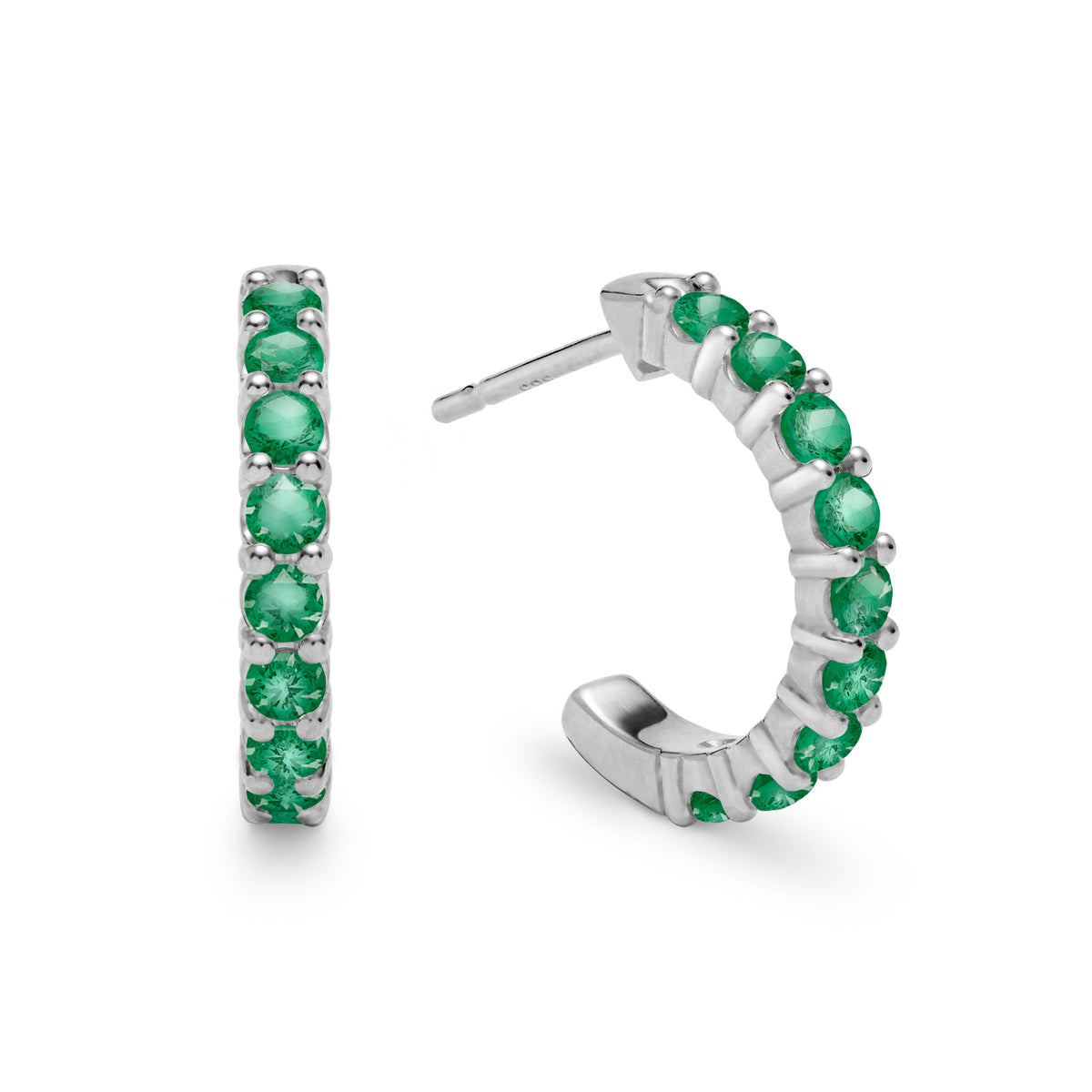 0.54 TCW Round Emerald Lab Made Diamond-May Birthstone Hoop Earrings 5