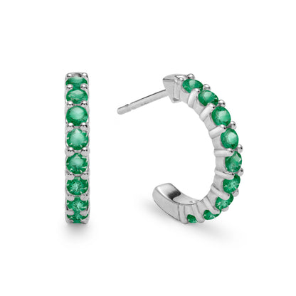 0.54 TCW Round Emerald Lab Made Diamond-May Birthstone Hoop Earrings 5