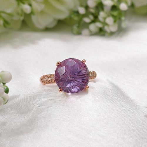 3.0 CT Round Cut Pave Amethyst Ring 2