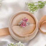 2.5 TCW Pear Stones Flower Style Pink Tourmaline Ring 7
