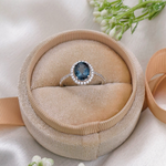 2 CT Oval Cut Halo & Pave Style Blue Topaz Ring 7